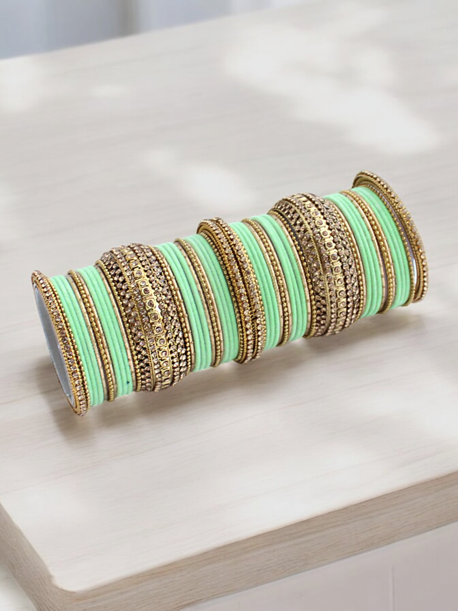 Indian Traditional Celebrity Wedding Chooda Bangles Set, Indian Chooda Set, Traditional Bangles Set, Pakistani Chooda Set, Pearl Chooda Set - Libasaa.com