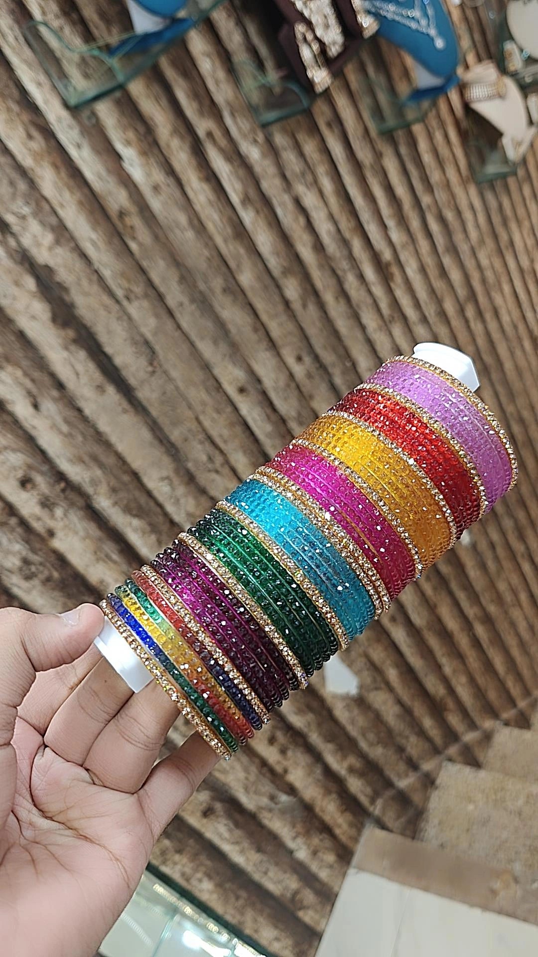 Indian New Raindrop Glass Bangles with Gold Stone Accents | Multi-Shade Designer Bangles Bridal Bangle Set | Traditional Indian Jewellery Bangles Set