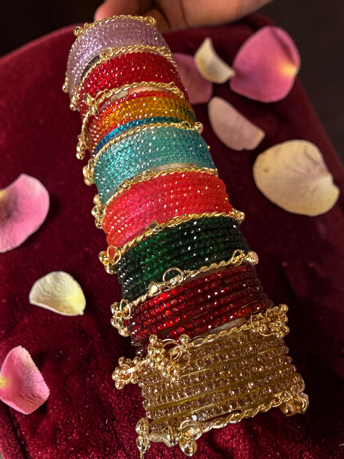 New Kashmiri Ghunghroo Bangles Set | 8 Color Combo Bridal Bangles | Flower Design Traditional Jewellery for Women