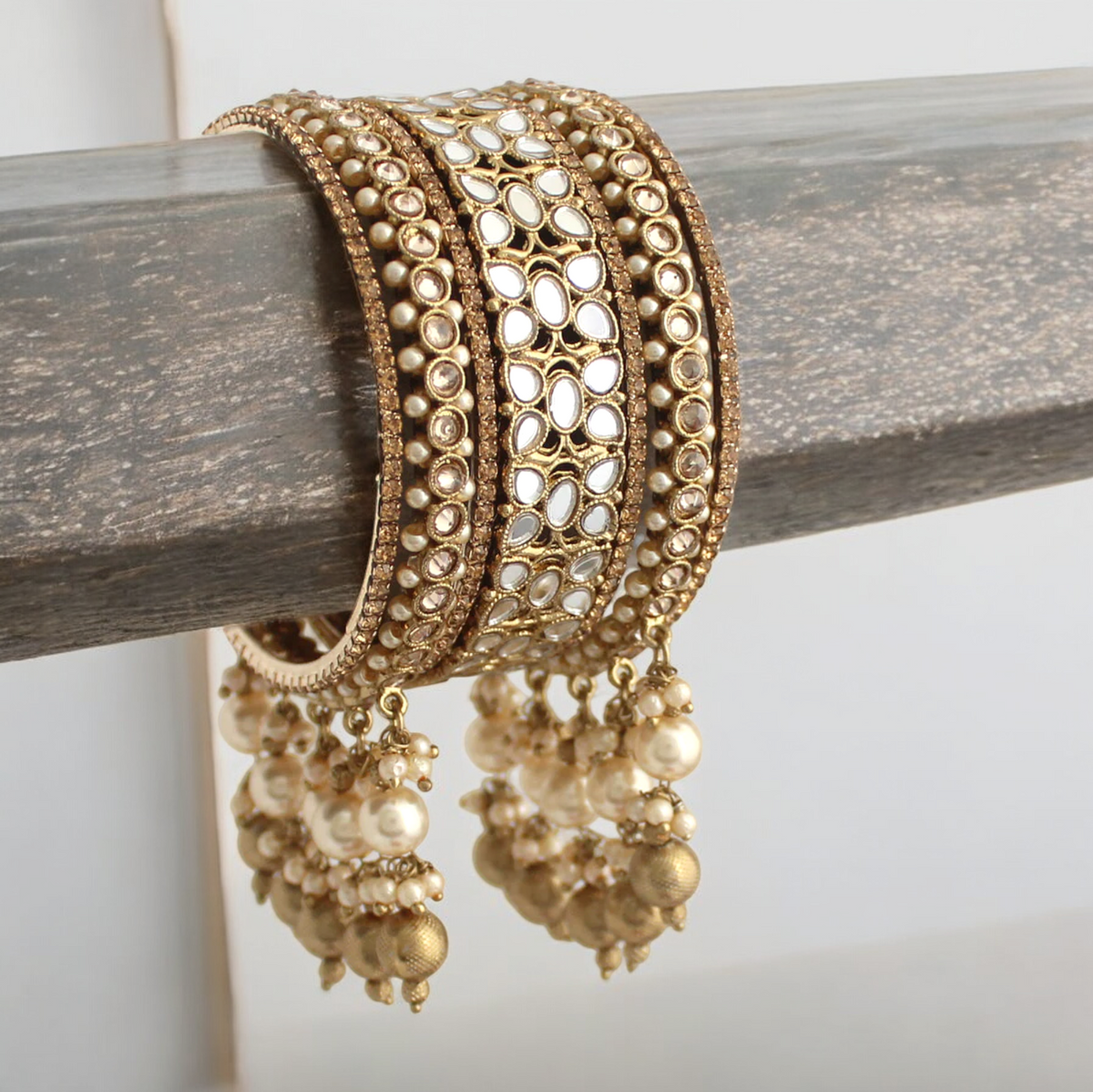 Floral Mirror Celeb Inspired Bangles Jewelry Set , Bridal Floral Bangles, Wedding Bangles Set, Indian Jewelry Set, Wedding Floral Bangles - Libasaa.com