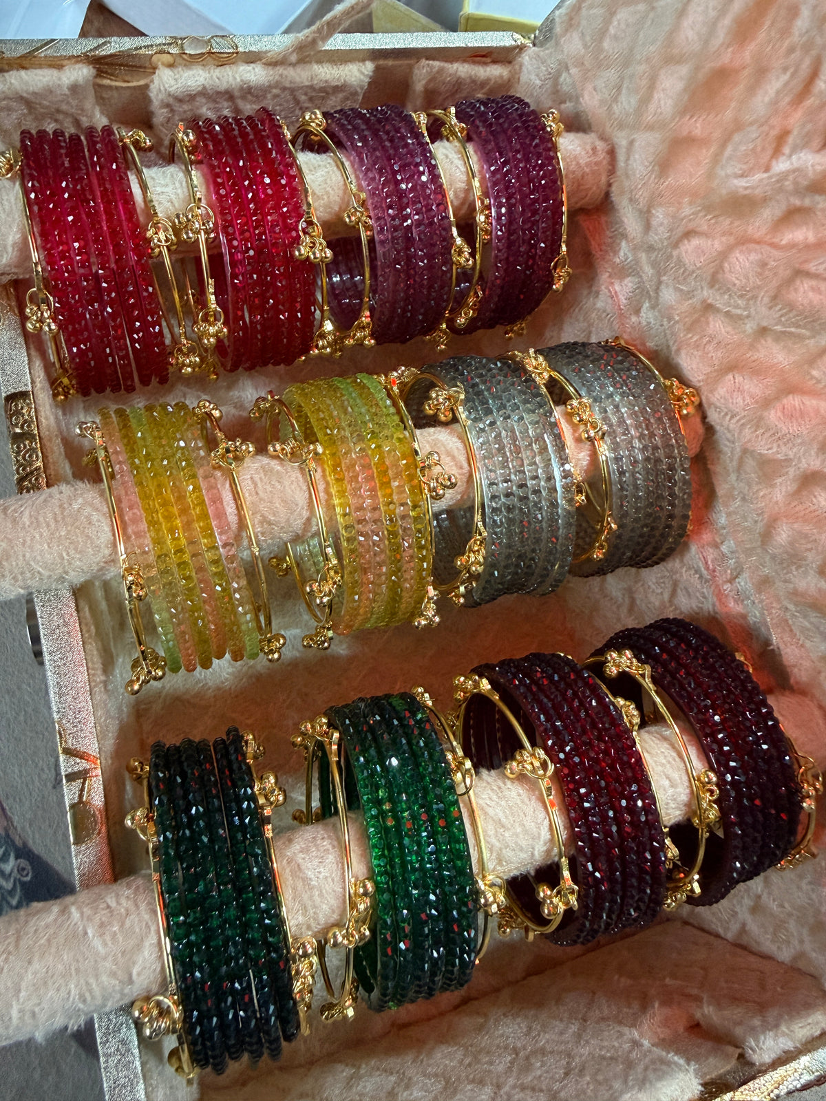 Indian New Kashmiri Ghunghroo Bangles with Flower Design 6 Colour Combo Box | Bridal Bangle Set | Traditional Indian Jewellery Bangles Combo Box Set