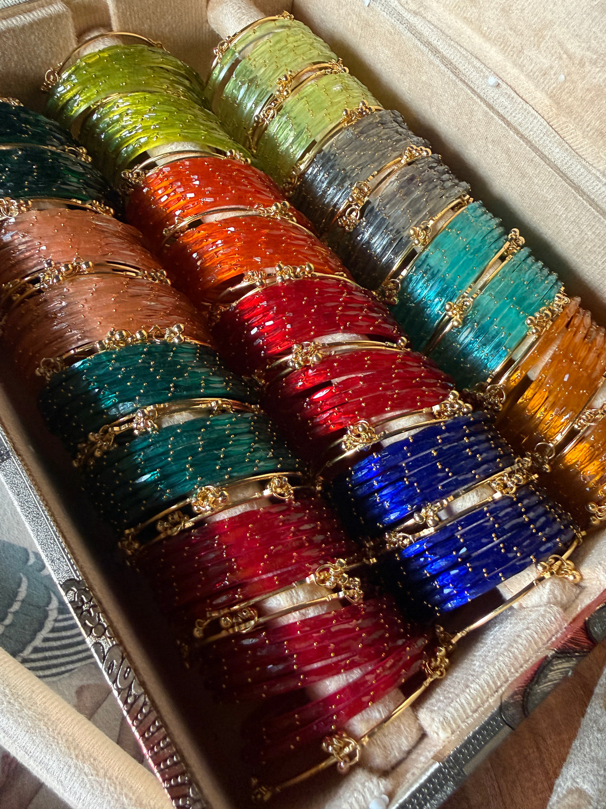 Indian New Kashmiri Ghunghroo Bangles with Raindrop Design |12 Color Combo Set Bridal Bangle Set | Traditional Indian Jewellery Bangles Combo Box Set