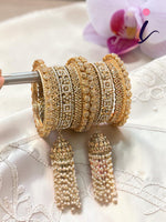 Premium Quality Copper Bangles Set for Women | Luxury Bridal Kada with Pearl Tassel Latkan | Traditional Wedding & Festive Jewelry Collection
