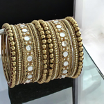 Silver Mirrored Wedding Chura Jewellery Set, Mirror Chura Set, Silver Bangles Jewelry, Indian Bangles Set, Pearl bangle, Kundan Bangles Set - Libasaa.com