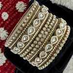 Bollywood Actress Inspired Pearl Chooda Bangles Set, Bollywood Kundan Bangles, Kundan Jewellery, Pearl Bangles Set, Bridal Jewellery Set - Libasaa.com