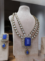 Crystal Celebrities Polki Necklace Earrings Set, Polki Necklace Jewellery, Polki Necklace Set, Indian Necklace, Bollywood Necklace Set - Libasaa.com