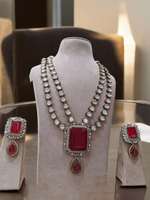 Crystal Celebrities Polki Necklace Earrings Set, Polki Necklace Jewellery, Polki Necklace Set, Indian Necklace, Bollywood Necklace Set - Libasaa.com