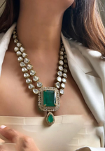 Crystal Celebrities Polki Necklace Earrings Set, Polki Necklace Jewellery, Polki Necklace Set, Indian Necklace, Bollywood Necklace Set - Libasaa.com