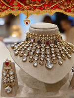 Regal Multi Stone Polki Choker Jewellery Set, Kundan Choker Set, Indian Bollywood Jewelry Set, Kundan Necklace Set, Indian Wedding - Libasaa.com