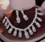 Celebrity CZ Choker Earrings Indian Jewellery Set, Celebrity AD Jewelry Set, CZ Jewellery, Traditional AD Necklace, Wedding Choker Set - Libasaa.com