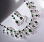 Celebrity CZ Choker Earrings Indian Jewellery Set, Celebrity AD Jewelry Set, CZ Jewellery, Traditional AD Necklace, Wedding Choker Set - Libasaa.com