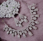 Fabulous Bridal Perfection CZ Choker Earrings Jewelry, CZ Choker Set, Indian Bridal Jewellery Set, AD Necklace Set, CZ Earrings Set - Libasaa.com
