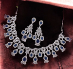 Fabulous Bridal Perfection CZ Choker Earrings Jewelry, CZ Choker Set, Indian Bridal Jewellery Set, AD Necklace Set, CZ Earrings Set - Libasaa.com