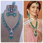 Nita Ambani Inspired Necklace Earrings Maangtika Set - Libasaa.com