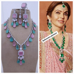 Nita Ambani Inspired Necklace Earrings Maangtika Set - Libasaa.com