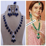 Nita Ambani Inspired Necklace Earrings Maangtika Set - Libasaa.com