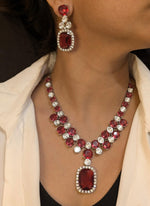 Sparkling Crystals Statement Necklace Jewelry Set, Polki Statement Necklace Set, Wedding Polki Necklace, Indian Jewellery Set, Celebrity Jewelry Set, Bollywood Polki Necklace Set - Libasaa.com