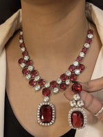 Sparkling Crystals Statement Necklace Jewelry Set, Polki Statement Necklace Set, Wedding Polki Necklace, Indian Jewellery Set, Celebrity Jewelry Set, Bollywood Polki Necklace Set - Libasaa.com