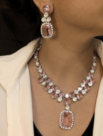 Sparkling Crystals Statement Necklace Jewelry Set, Polki Statement Necklace Set, Wedding Polki Necklace, Indian Jewellery Set, Celebrity Jewelry Set, Bollywood Polki Necklace Set - Libasaa.com