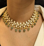 Golden Mehndi Choker Floral Earrings Jewellery Set, Mehndi Choker Set, Wedding Jewellery Set, Celebrity Jewellery Set - Libasaa.com