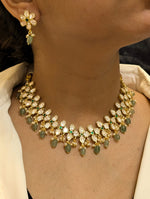 Golden Mehndi Choker Floral Earrings Jewellery Set, Mehndi Choker Set, Wedding Jewellery Set, Celebrity Jewellery Set - Libasaa.com