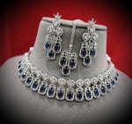 Elegance Bollywood AD Choker Earrings Set, Bollywood CZ Necklace Set, AD Earrings Set, CZ Necklace, Celebrity Jewellery, Pakistani Jewellery - Libasaa.com