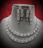Celebrity Layered Starement AD Necklace Set, Layer CZ Jewellery, AD Earrings Set, CZ Necklace, Bollywood AD Jewellery, Indian Jewellery Set - Libasaa.com
