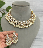 Bollywood Inspired Polki Choker Set, Indian Polki Jewelry Set, Pakistani Polki Jewelry Set, Wedding Jewelry Set - Libasaa.com