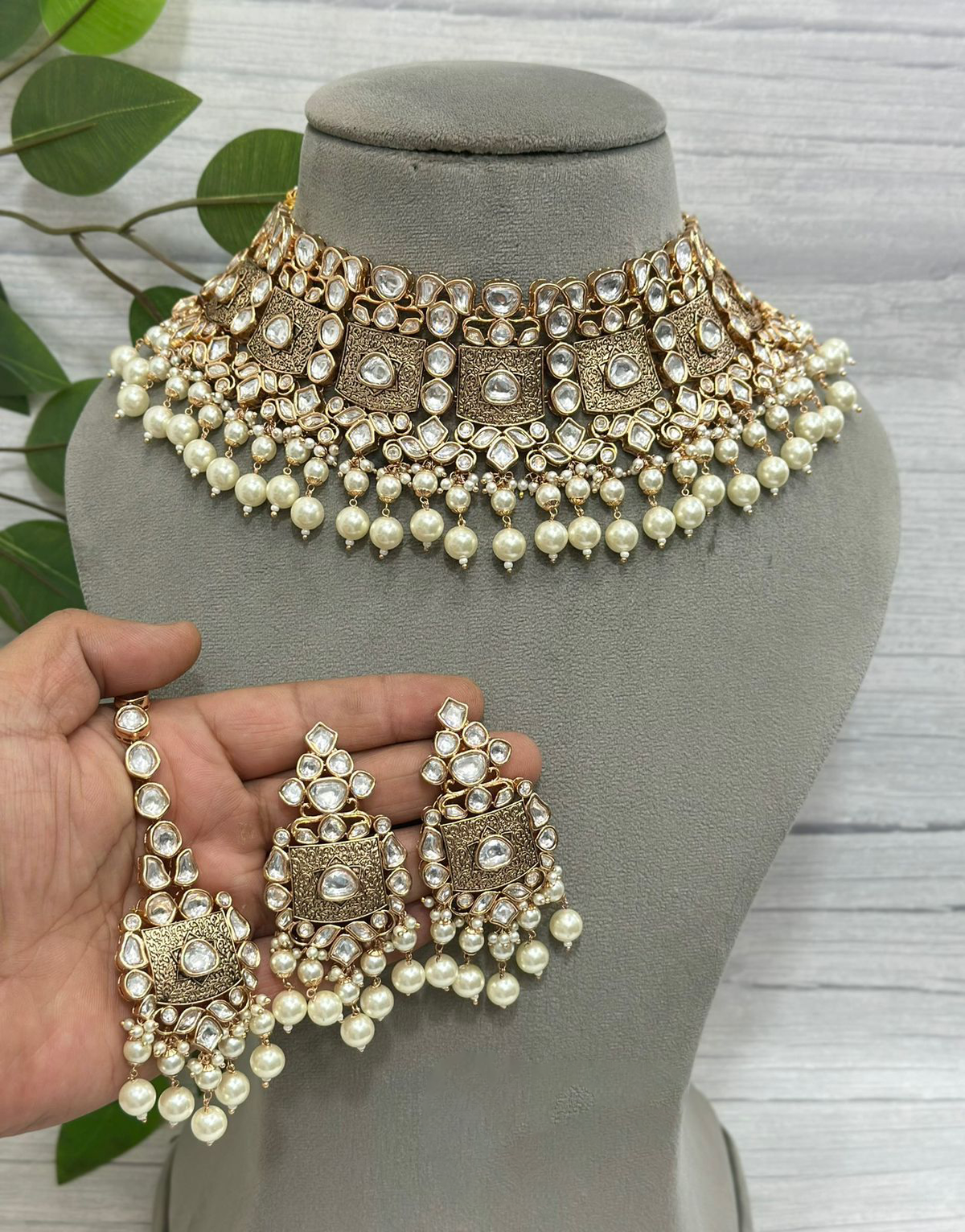 Rajsthani Traditional Choker Earrings Mangtika Set, Rajwadi Choker Set, Indian Choker Set, Jaipuri Choker Jewelry, Rajsthani Jewelry Set, Bridal Jewelry Set - Libasaa.com