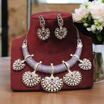 Rajsthani Heart Shaped Choker Earrings Set, Jaipuri Heart Shaped Jewelry, Indian Jewelry Set, Jaipuri Choker Set, Pakistani Choker Set - Libasaa.com