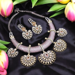 Rajsthani Heart Shaped Choker Earrings Set, Jaipuri Heart Shaped Jewelry, Indian Jewelry Set, Jaipuri Choker Set, Pakistani Choker Set - Libasaa.com