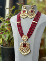 Elegant Bridal Beaded Necklace Earrings Set, Indian Necklace Set, Wedding Jewelry Set, Bollywood Necklace Set, Pakistani Bridal jewelry, Necklace Set - Libasaa.com