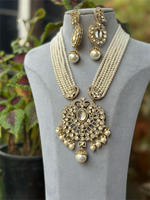 Indian Bridal Peacock Polki Necklace Earrings Set, Indian Polki Jewelry, Pakistani Polki Jewelry, Wedding Polki Necklace Set - Libasaa.com