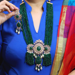 Rajsthani Ethnic Polki Necklace Earrrings Set, Jaipuri Polki Necklace Set, Indian Polki Jewelry Set, Pakistani Polki Jewelry, Celebrity Jewlery Set - Libasaa.com