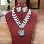 Emerald Green Multi Layer Polki Necklace Set, Green Polki Jewelry, Indian Polki Jewelry Set, Pakistani Necklace Set, Bollywood Necklace Set - Libasaa.com