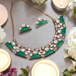 Ethnic Pakistani Bridal Polki Choker Earrings Set, Bollywood Polki Choker, Indain Wedding Polki Choker, Wedding Polki Jewelry Set - Libasaa.com