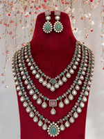 Regal Layered Celebrity Polki Necklace Set, Indian Polki Jewelry Set, Wedding Necklace Set, Paskistani Polki Necklace Set - Libasaa.com