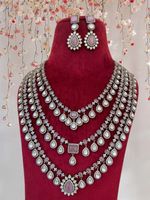 Regal Layered Celebrity Polki Necklace Set, Indian Polki Jewelry Set, Wedding Necklace Set, Paskistani Polki Necklace Set - Libasaa.com