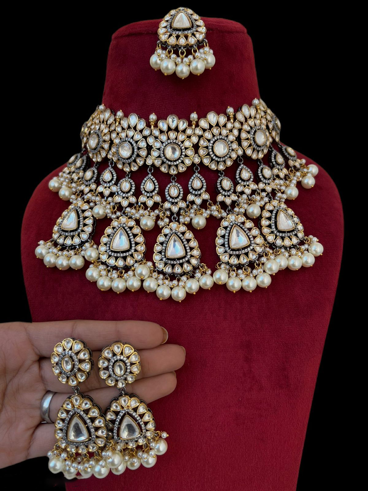 Exquisite Festive Polki Necklace Indian Jewelry, Pakistani Polki Bridal Jewelry Set, Wedding Layer Necklace Set, Indian Necklaces - Libasaa.com