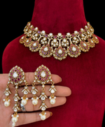 Dazzling Drop Pakistani Bridal Choker Earrings Set, Indian Luxe Wedding Choker Set, Indian Jewelry Set, Celebrity Jewelry - Libasaa.com