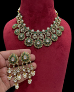 Dazzling Drop Pakistani Bridal Choker Earrings Set, Indian Luxe Wedding Choker Set, Indian Jewelry Set, Celebrity Jewelry - Libasaa.com