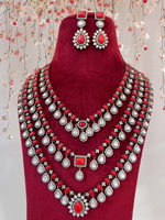 Perfect Three Layer Indian Polki Necklace Set, Pakistani Statement Polki Necklace Set, Polki Indian Jewelry, Celebrity Bridal Jewelry, Wedding Polki Necklace Set - Libasaa.com