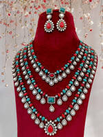 Perfect Three Layer Indian Polki Necklace Set, Pakistani Statement Polki Necklace Set, Polki Indian Jewelry, Celebrity Bridal Jewelry, Wedding Polki Necklace Set - Libasaa.com