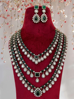 Perfect Three Layer Indian Polki Necklace Set, Pakistani Statement Polki Necklace Set, Polki Indian Jewelry, Celebrity Bridal Jewelry, Wedding Polki Necklace Set - Libasaa.com
