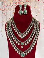 Perfect Three Layer Indian Polki Necklace Set, Pakistani Statement Polki Necklace Set, Polki Indian Jewelry, Celebrity Bridal Jewelry, Wedding Polki Necklace Set - Libasaa.com