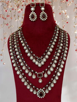 Perfect Three Layer Indian Polki Necklace Set, Pakistani Statement Polki Necklace Set, Polki Indian Jewelry, Celebrity Bridal Jewelry, Wedding Polki Necklace Set - Libasaa.com