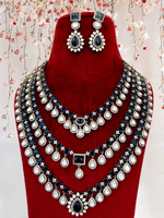 Perfect Three Layer Indian Polki Necklace Set, Pakistani Statement Polki Necklace Set, Polki Indian Jewelry, Celebrity Bridal Jewelry, Wedding Polki Necklace Set - Libasaa.com