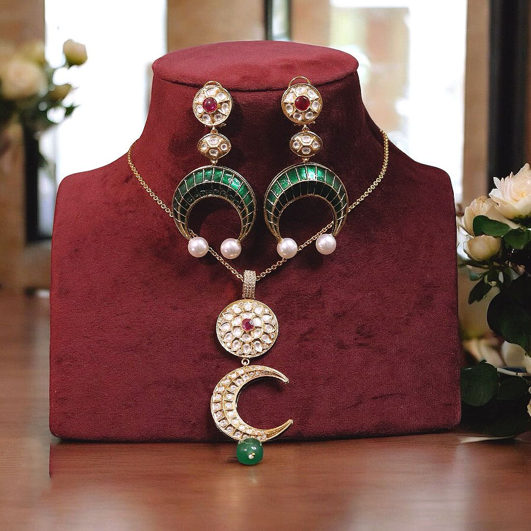 Elegant Occasions Celestial Necklace Set, Indian Celetial Jewelry Set, Pakistani Wedding Necklace Set, Bollywood Necklace Set, Bridal Jewelry Set - Libasaa.com