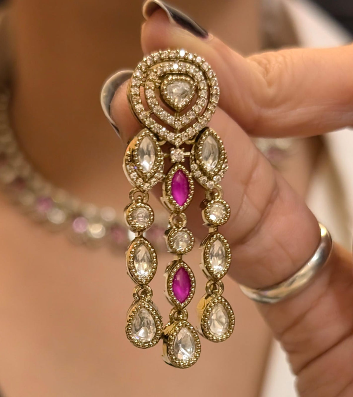 Luxurious Bollywood Designed Choker Matching Earrings, Indian Bridal Statement Earrings Set, Celebrity Inspired Jewelry Set, Pakistani Wedding Choker Set, Pakistani Bridal Jewelry Set, Wedding Choker Jewelry - Libasaa.com