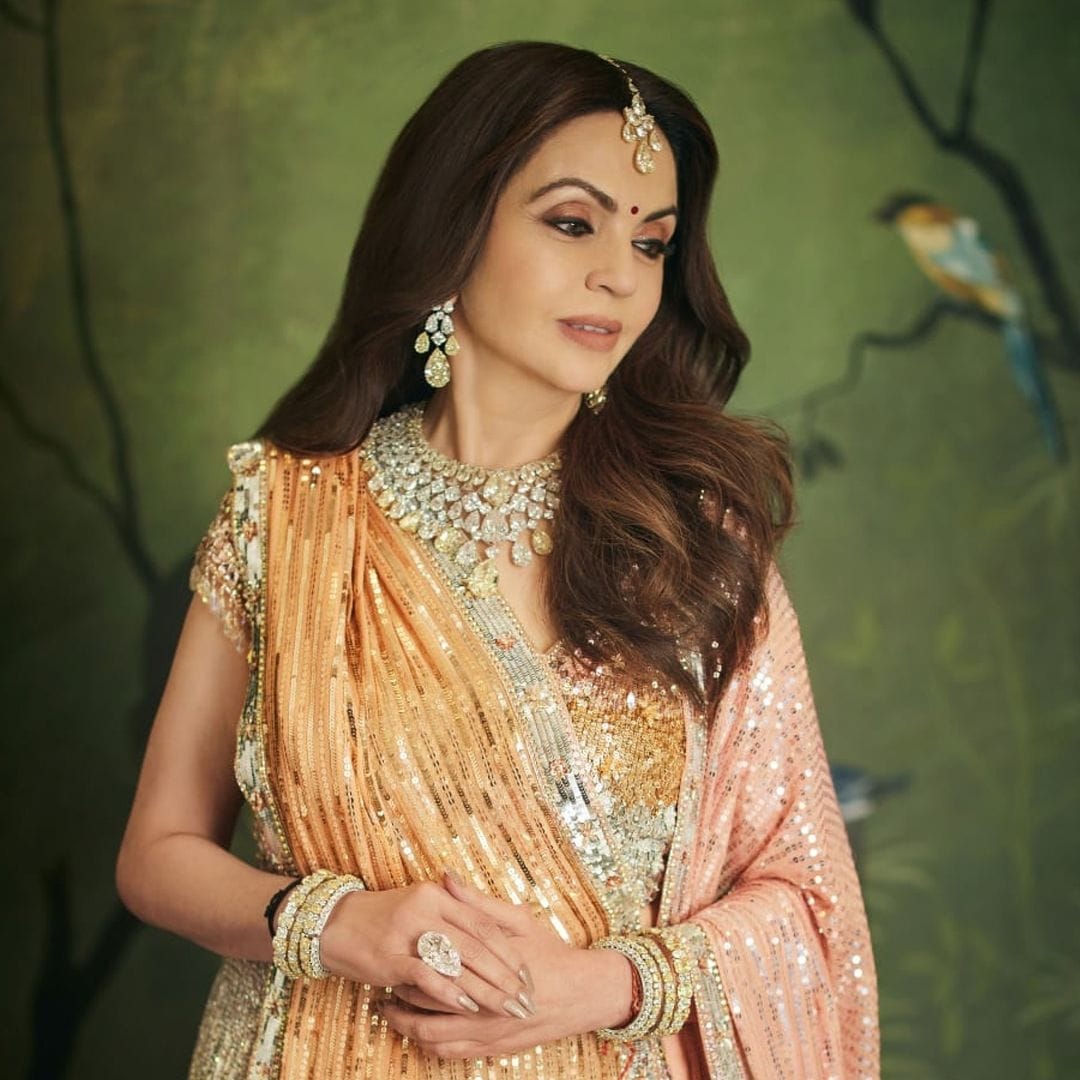 Nita Ambani Inspired Polki Necklace Earrings Maangtika Set, Celebrity Wedding Jewelry, Nitam Ambani Weared Necklace Set, Nita Ambani Polki Jewelry Set, Indian Polki Necklace Set, Bollywood Jewelry Set - Libasaa.com